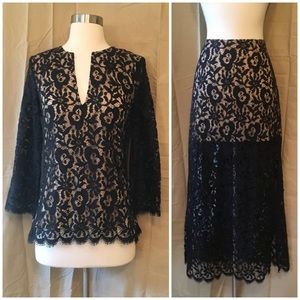 Trina Turk Black Lace Skirt Set